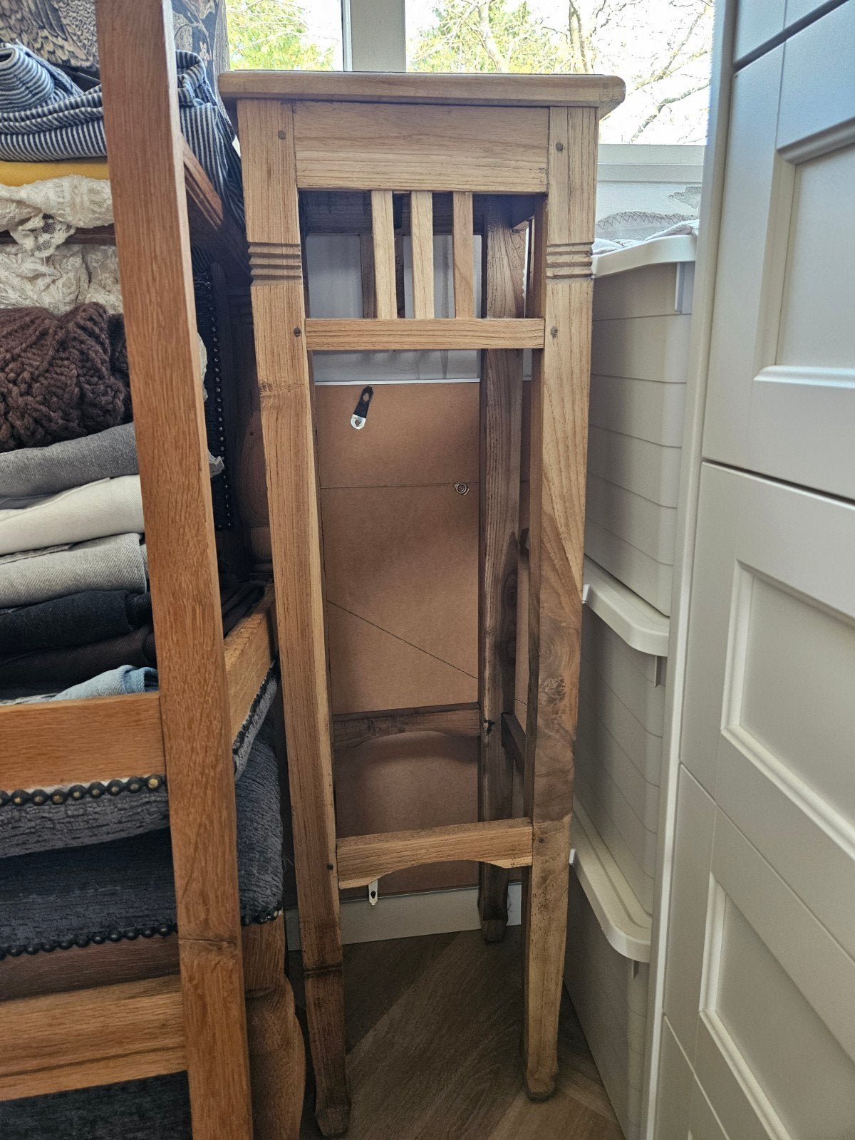 Plantentafel van gezandstraald eiken - 102 cm hoog, Ophalen, Gebruikt, Rustiek, Rond