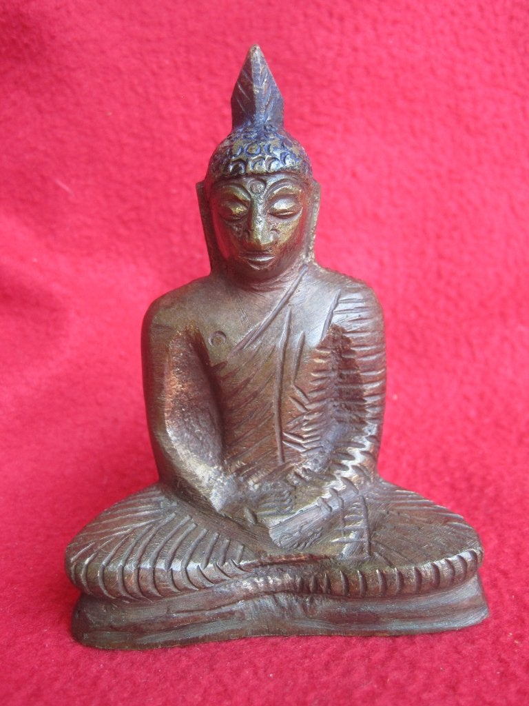 Bronzen Boeddha uit Sri Lanka., Antiek en Kunst, Ophalen of Verzenden, Overige herkomsten, 10 cm, Brons