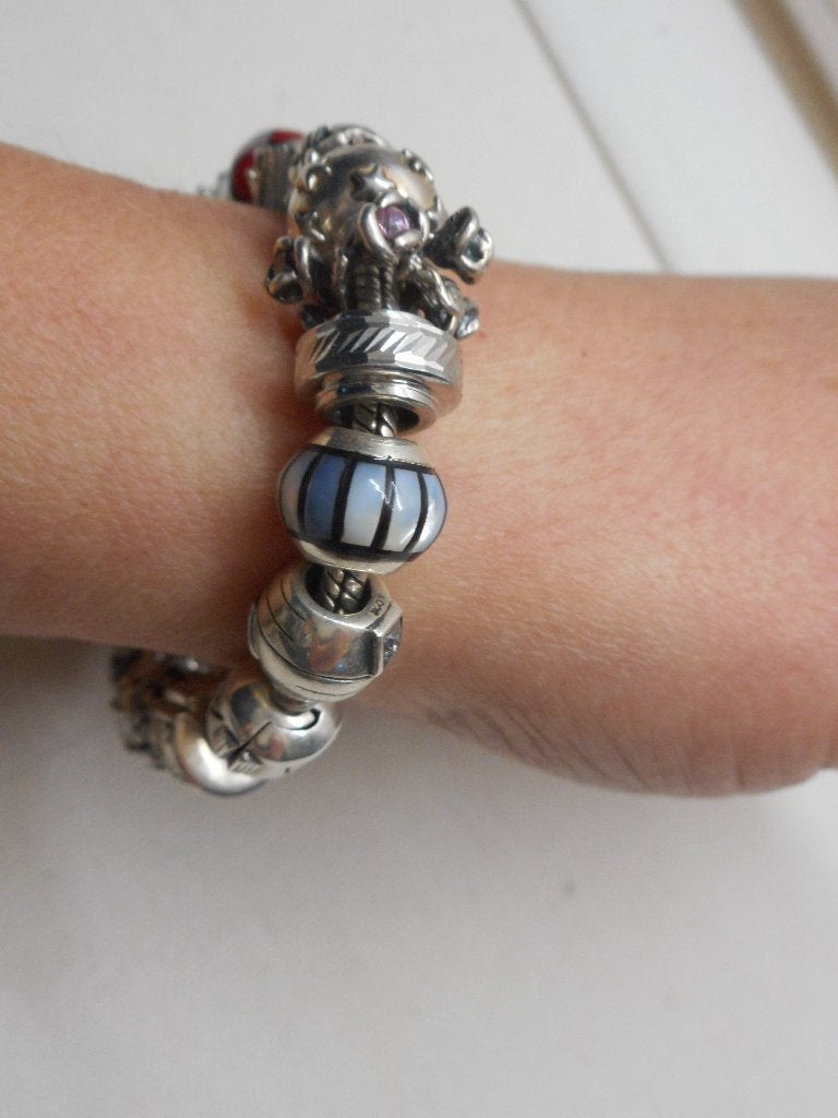 Zilveren Amora armband met 25 zilveren bedels nr.032, Verzenden, Zo goed als nieuw, Met bedels of kralen, Zilver
