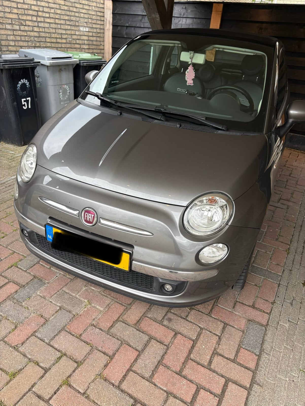 Fiat 500C 0.9 Twinair 2014 Grijs, Auto's, Fiat, Particulier, 500C, Airbags, Airconditioning, Elektrische ramen, Lederen bekleding