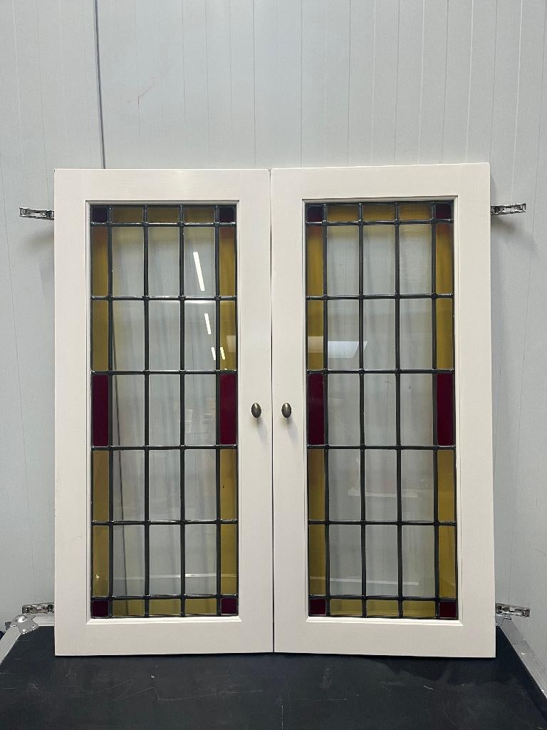 Glas-in-lood kastdeurtjes – set van 2, Ophalen, Minder dan 80 cm, Glas in lood, Zo goed als nieuw
