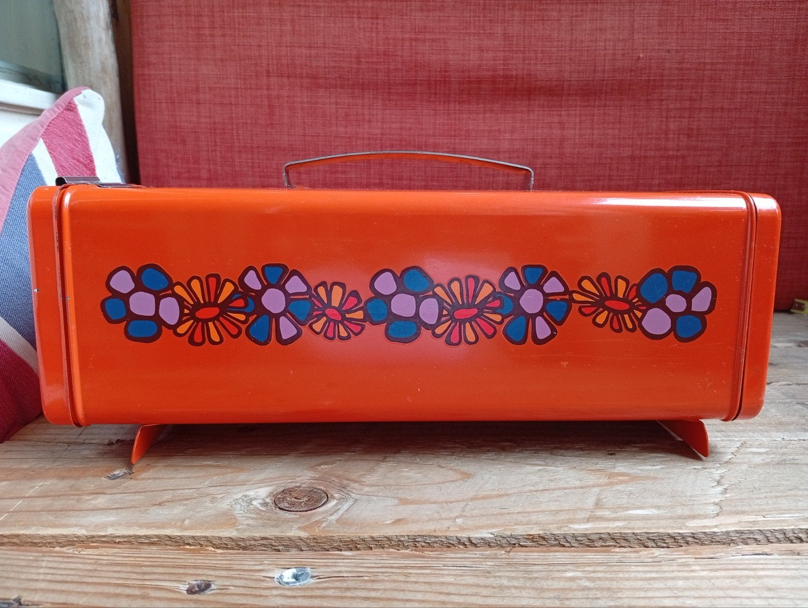 Vintage Brabantia ontbijtkoek  oranje met bloemmotief, Ophalen of Verzenden