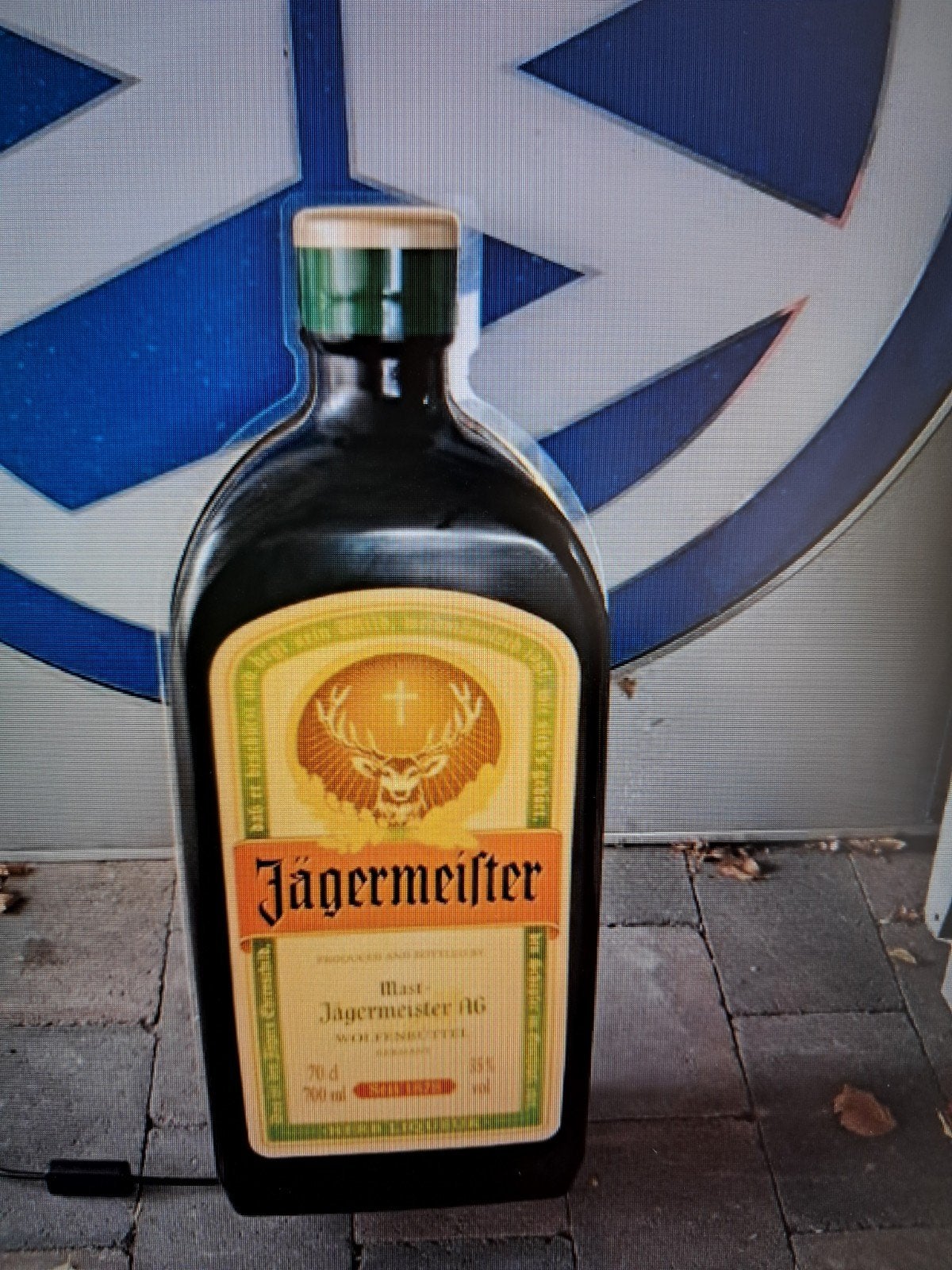 Unieke Jägermeister fles lichtbak reclame 64cm werkend, Eu, Gebruikt, Eu, Lichtbak of (neon) lamp