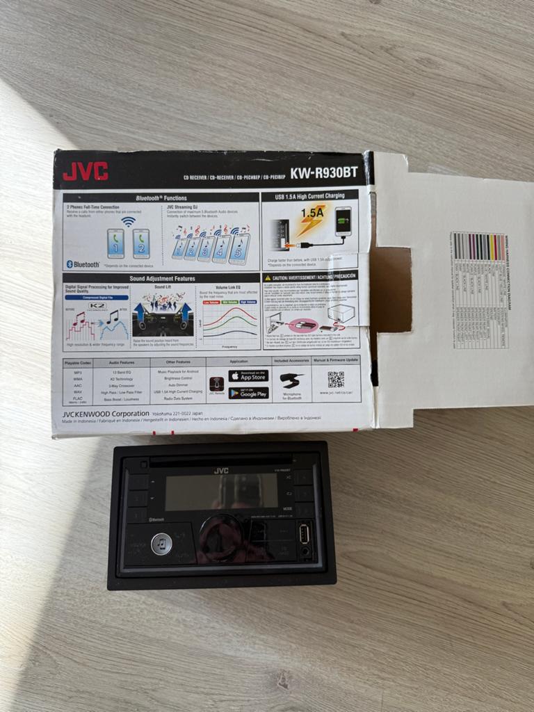 JVC KW-R930BT Autoradio met Bluetooth en USB, Auto diversen, Autoradio's, Zo goed als nieuw, Ophalen of Verzenden