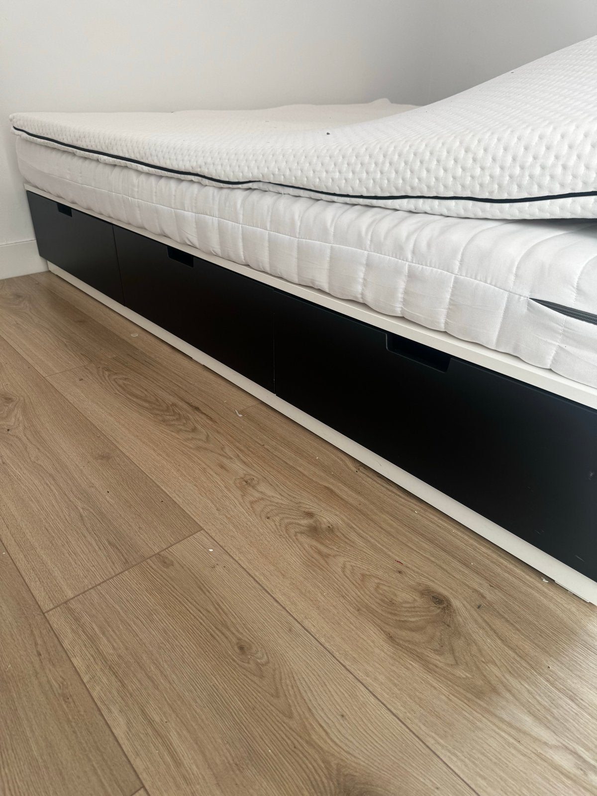 Ikea nordli bed bedframw met opberglades - Zwart/Wit, Ophalen, Gebruikt, Zwart, Tweepersoons