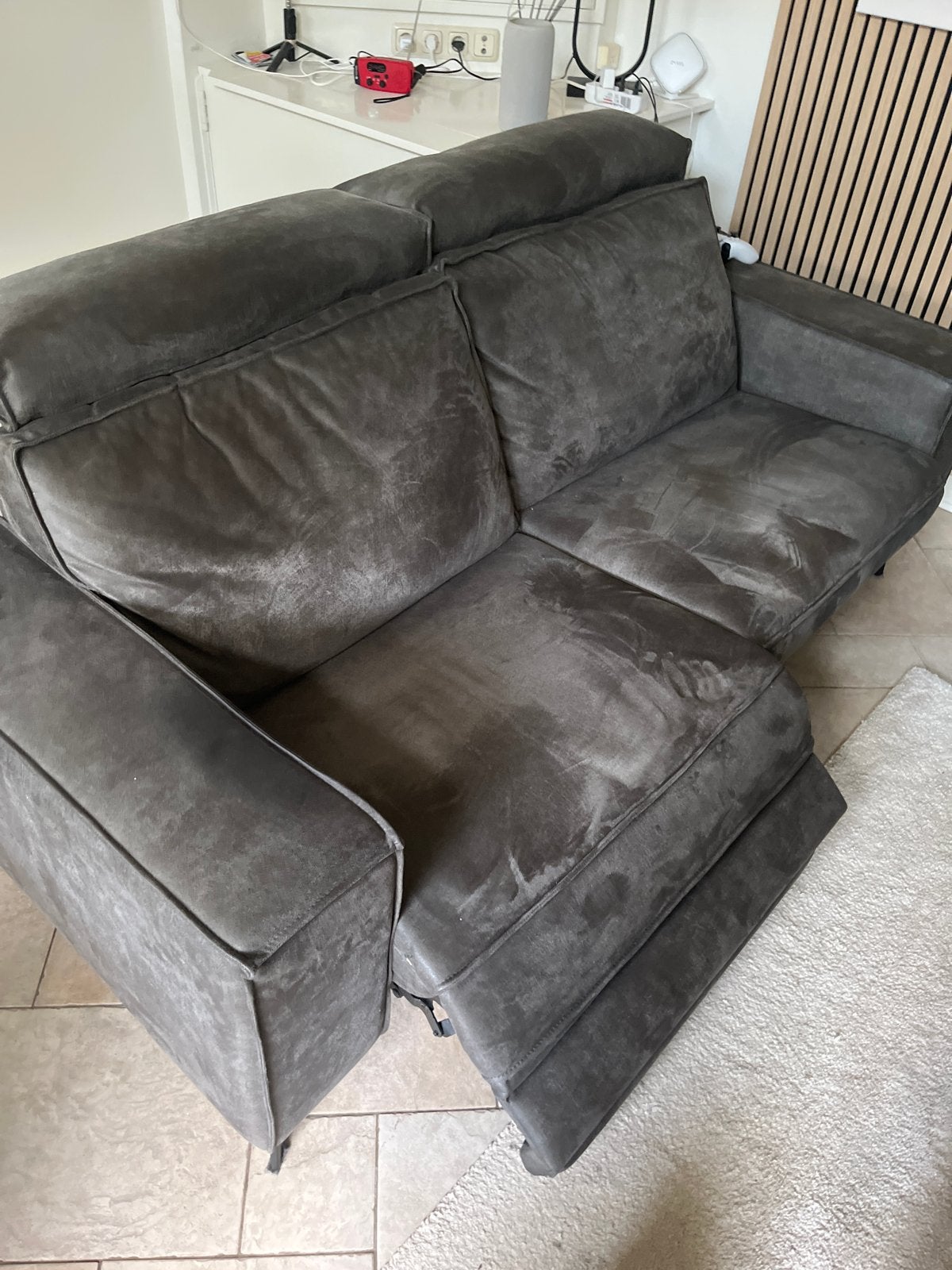 Comfortabele grijze bank - 3-zits, Gebruikt, Driepersoons, 75 tot 100 cm, Ophalen of Verzenden