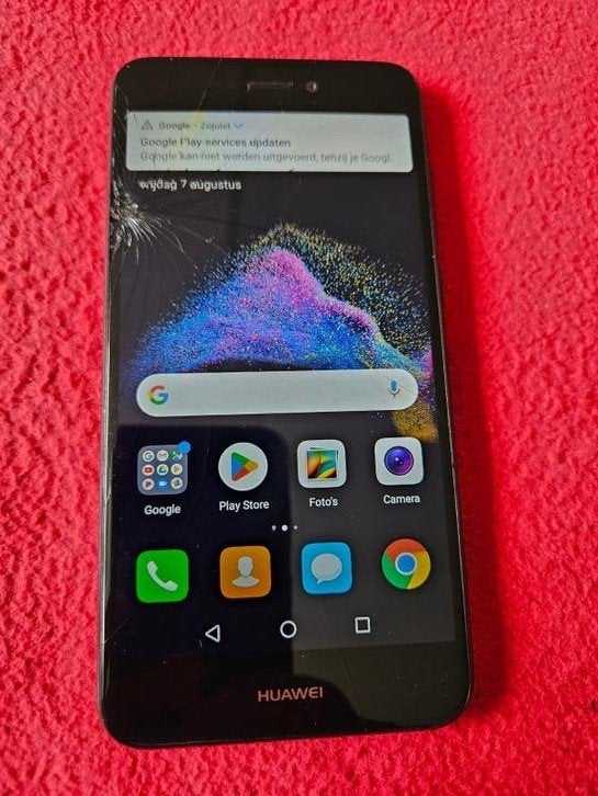 Bijna gratis goed werkende Huawei P8-17,glasschade,€14,95, Zwart, Touchscreen, Ophalen of Verzenden, Zo goed als nieuw