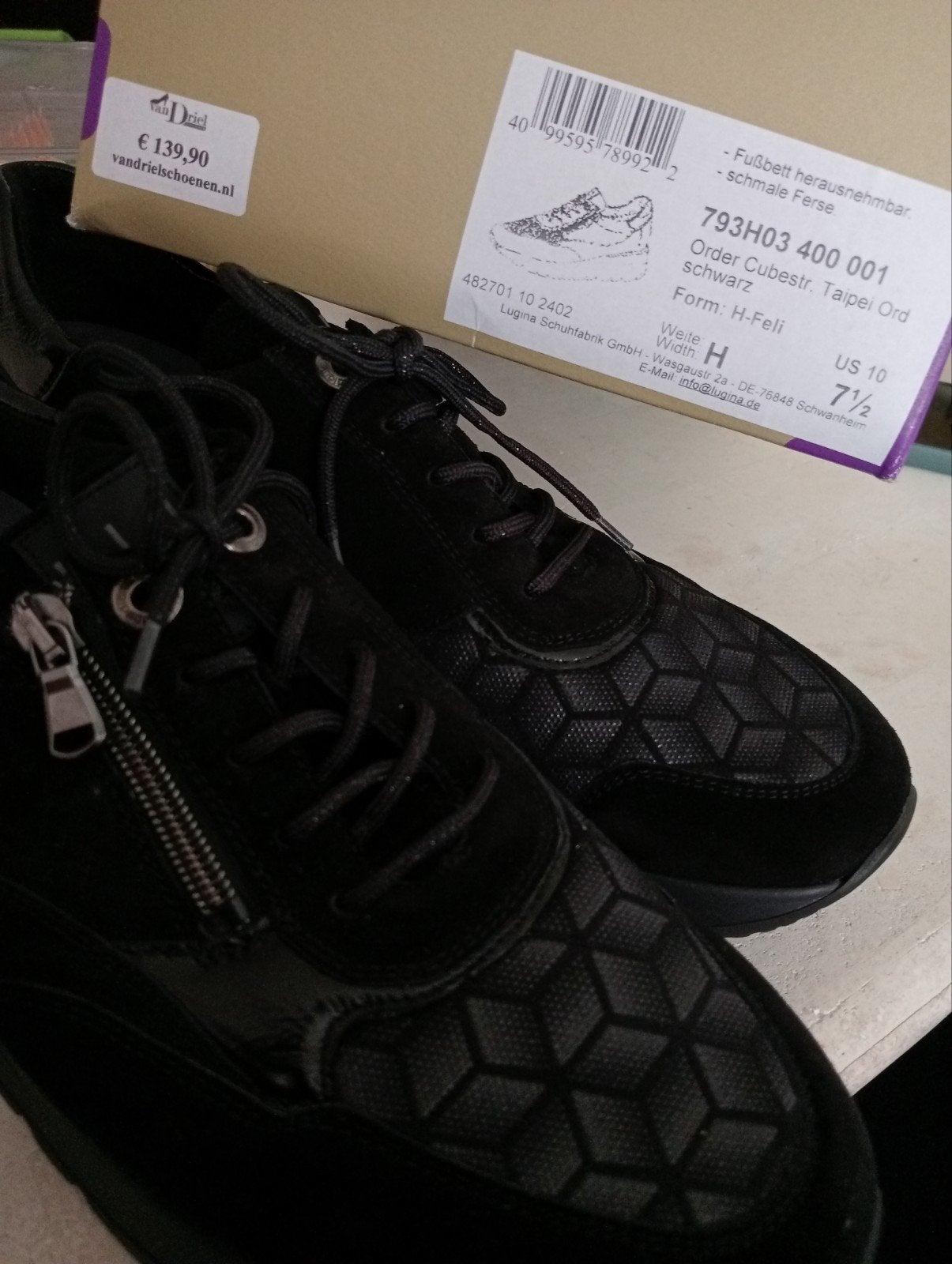 Zwarte H-Feli sneakers van Lugina, maat 40, Ophalen, Zwart, Nieuw, Lugina