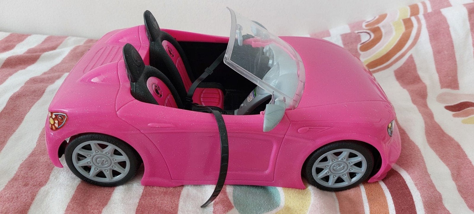 Barbie Roze Auto Cabriolet - Speelgoedauto voor Barbiepop, Ophalen, Gebruikt