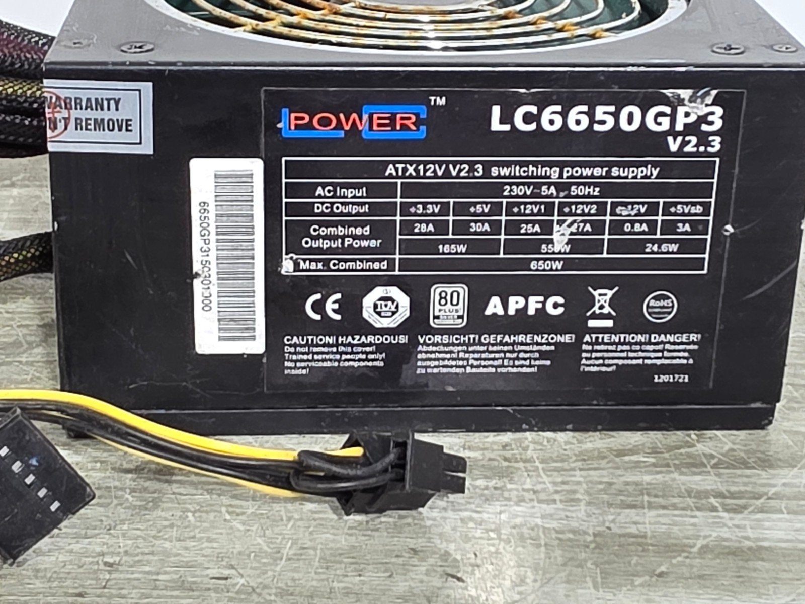 lc power 650w max voeding psu power supply lc6650gp3 v2.3, Gebruikt, ., Ophalen of Verzenden, .