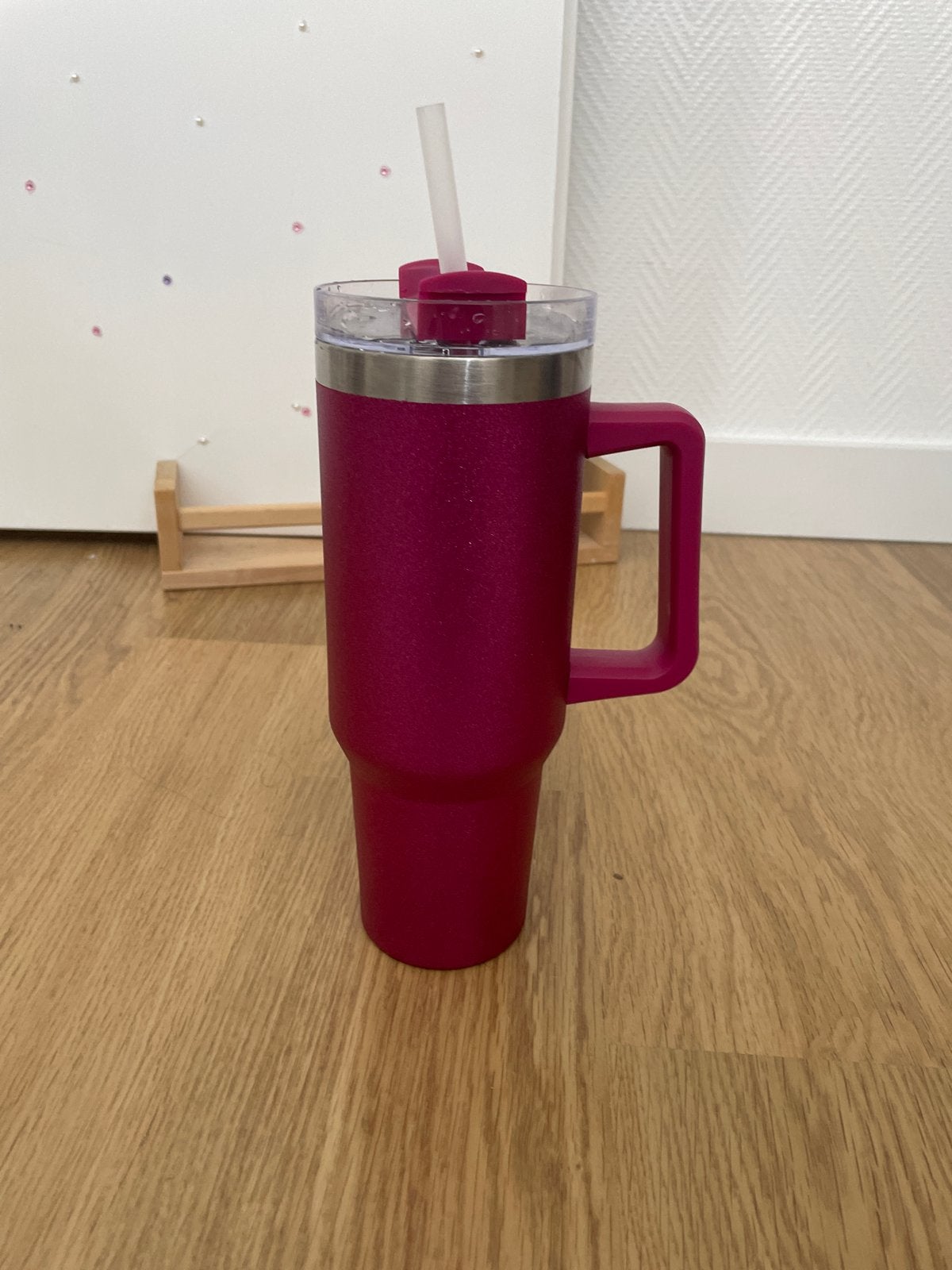Roze glitter Stanley beker - niet echt, Sport en Fitness, Bidons, Nieuw, Ophalen of Verzenden