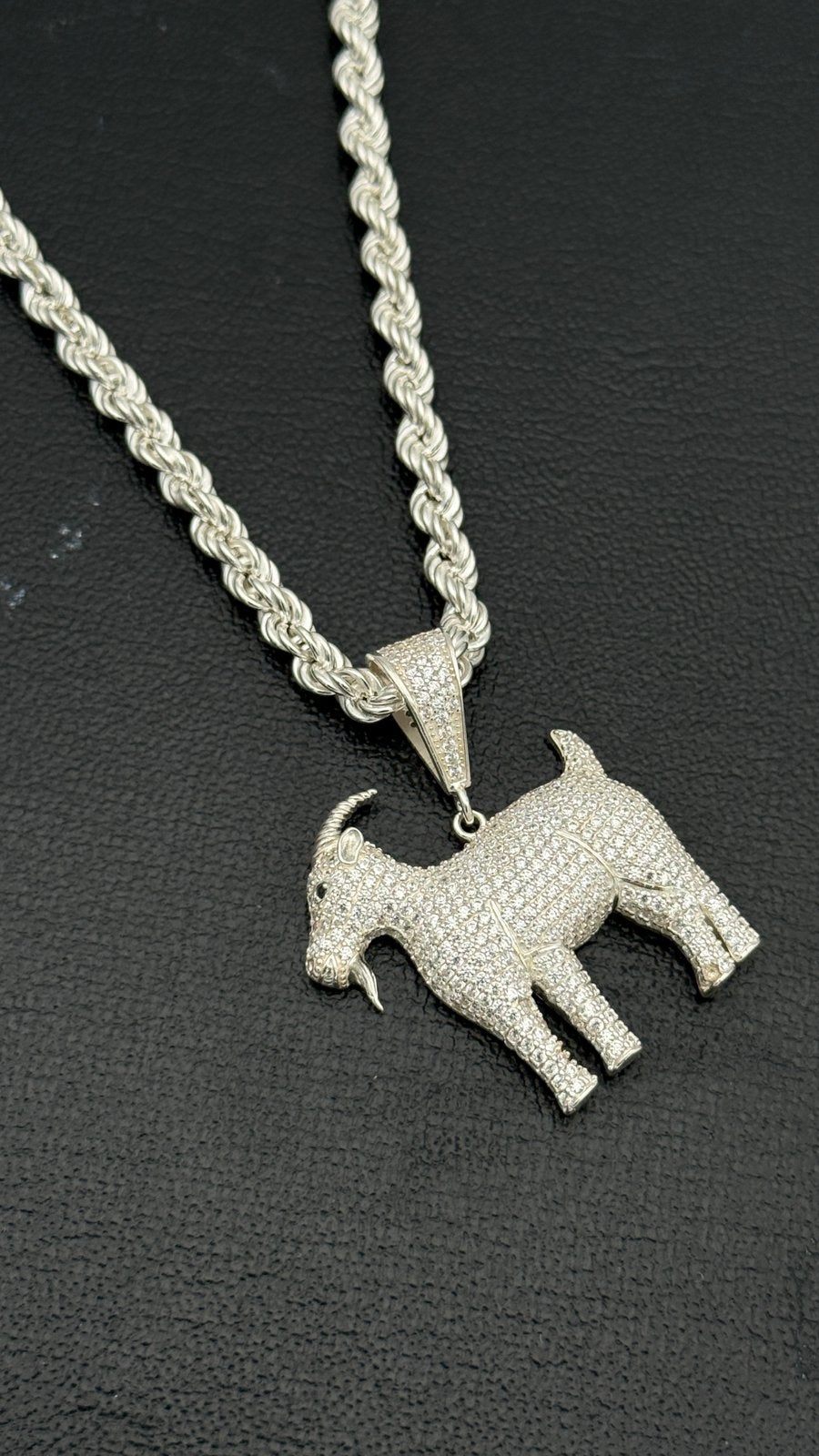 925 zilver rope ketting met GOAT hanger 60 cm - nieuw, Met hanger, Nieuw, Ophalen of Verzenden, Nvt
