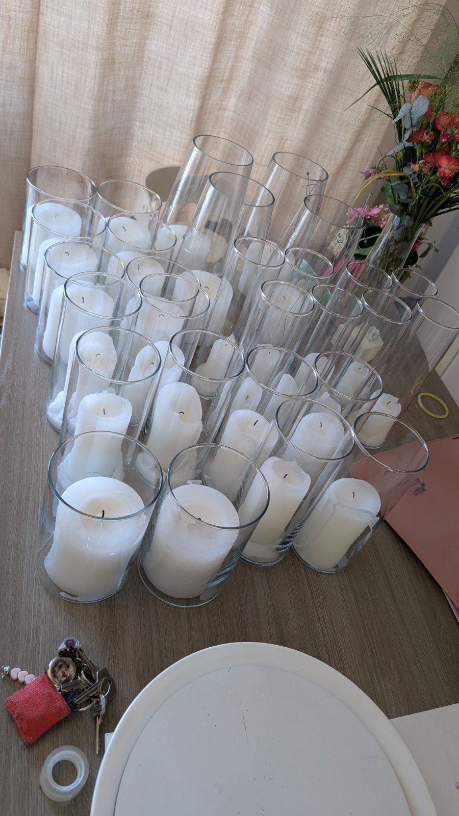 Cilindervazen/Windlichten - Diverse maten, Ophalen, Gebruikt, Transparant, Glas