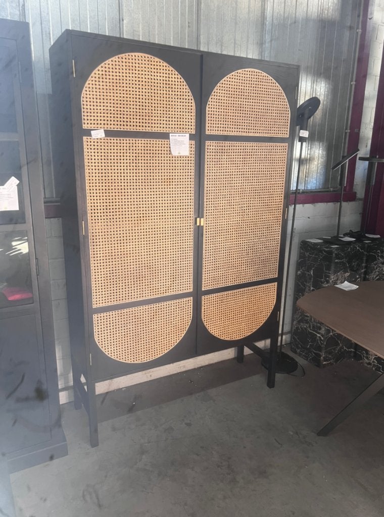 HKliving Retro Webbing Kast Zwart 125 x 50 x 200 cm €1795 nu, HKLiving, HKLiving, Nieuw, Ophalen of Verzenden