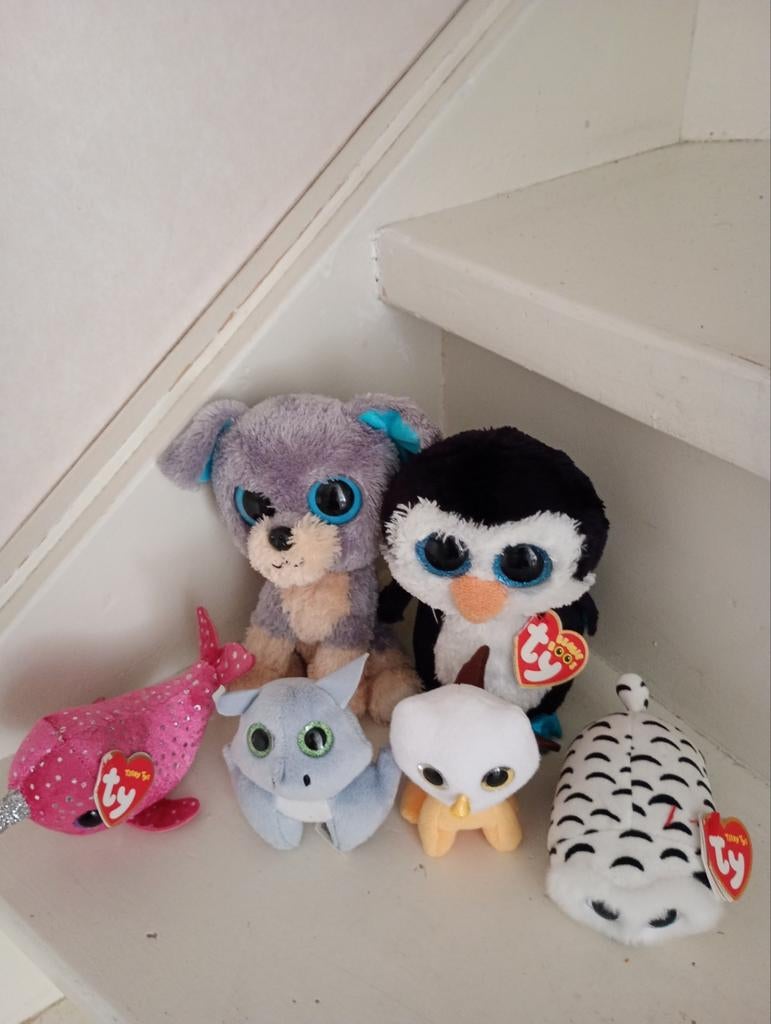 Ty Beanie Boos Knuffels - Diverse Dieren, Grijs, Middelgroot (20 tot 80 cm), Ty, Hond
