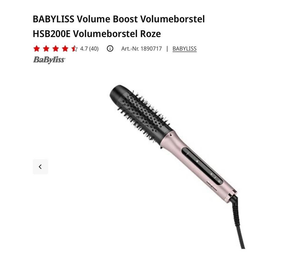 Babyliss Volume Boost borstel 35 euro met bon 2 dg oud, Witgoed en Apparatuur, Persoonlijke-verzorgingsapparatuur, Nieuw, Haarverzorging