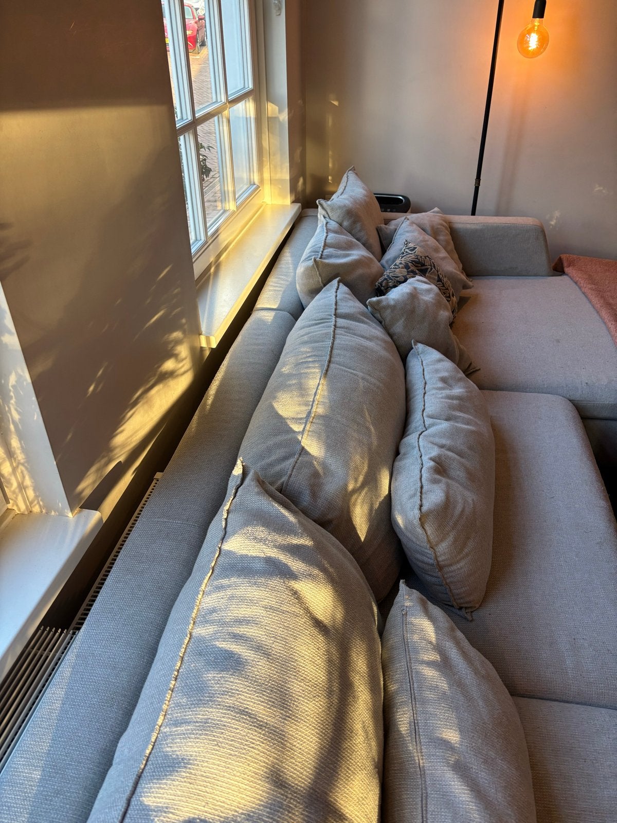 Comfortabele hoekbank met lounge zithoek, Huis en Inrichting, Ophalen, Gebruikt, 100 tot 125 cm, Hoekbank