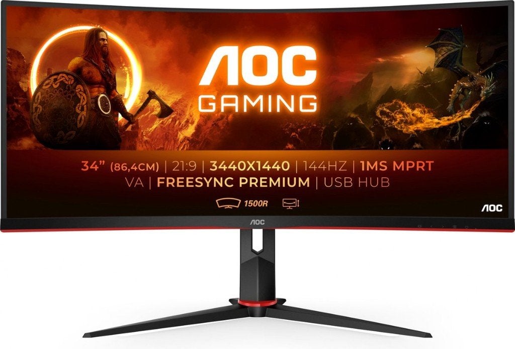 Gaming en werk monitor: AOC CU34G2X 34 inch ultrawide, Computers en Software, Monitoren, 101 t/m 150 Hz, AOC Gaming, VA, Zo goed als nieuw