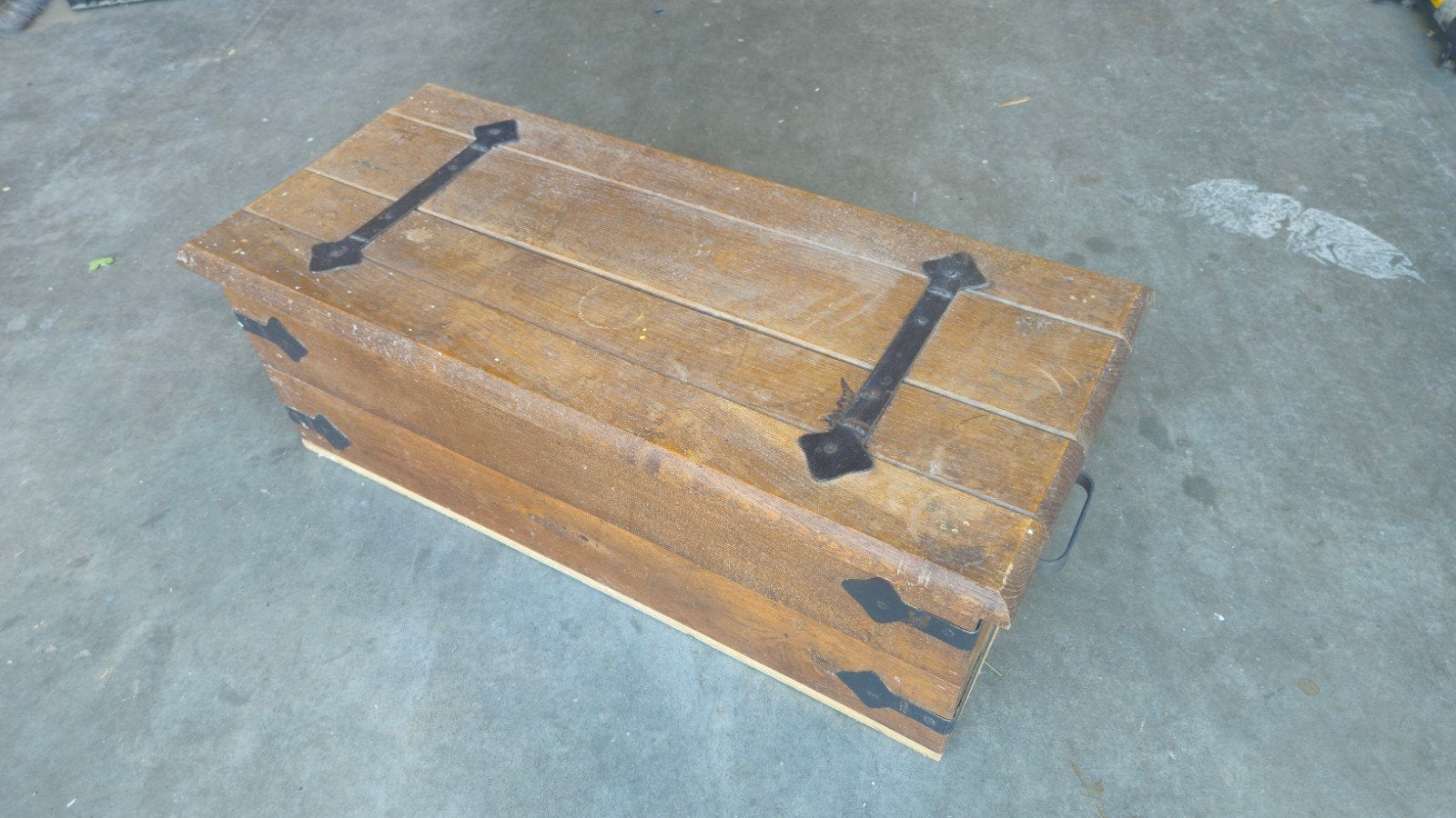 Mooie robuuste hardhouten dekenkist / opbergkist – 100 cm br, Huis en Inrichting, Woonaccessoires | Kisten, Gebruikt, Minder dan 50 cm