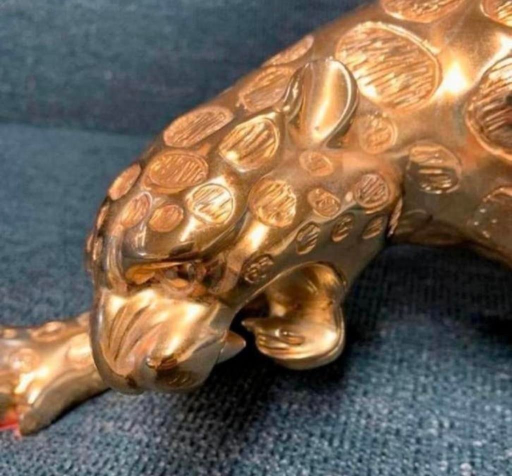 Panter schitterende grote gouden Hollywood Regency panter., Ophalen of Verzenden