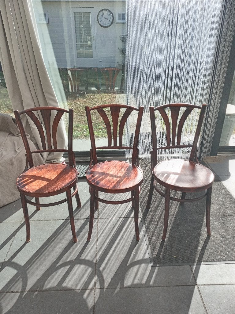 3 CAFESTOELEN, Ophalen, Gebruikt, Thonet, Hout