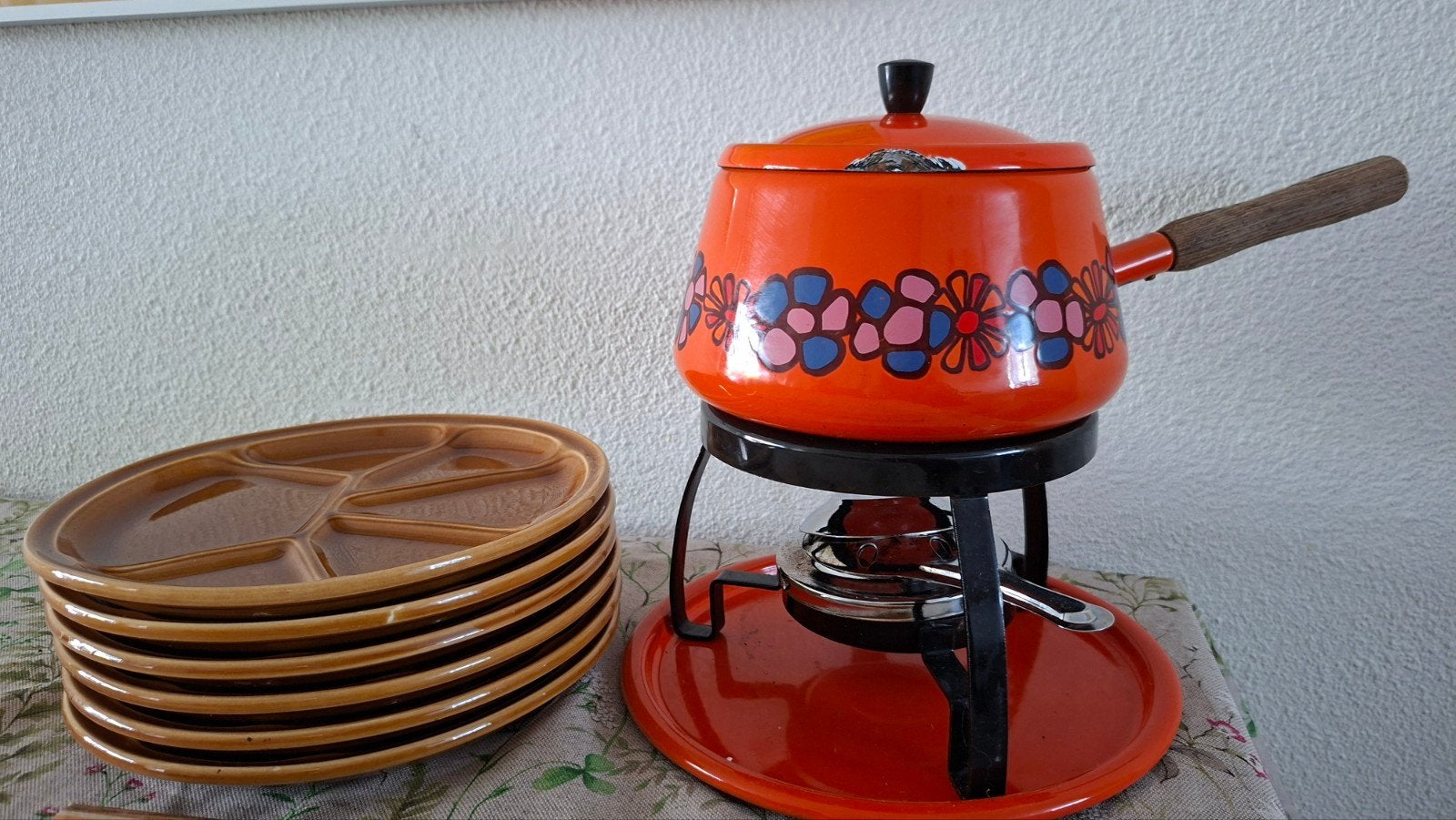 vintage jaren 70 Brabantia fondueset, Ophalen of Verzenden, Gebruikt, Brander, Fondueset