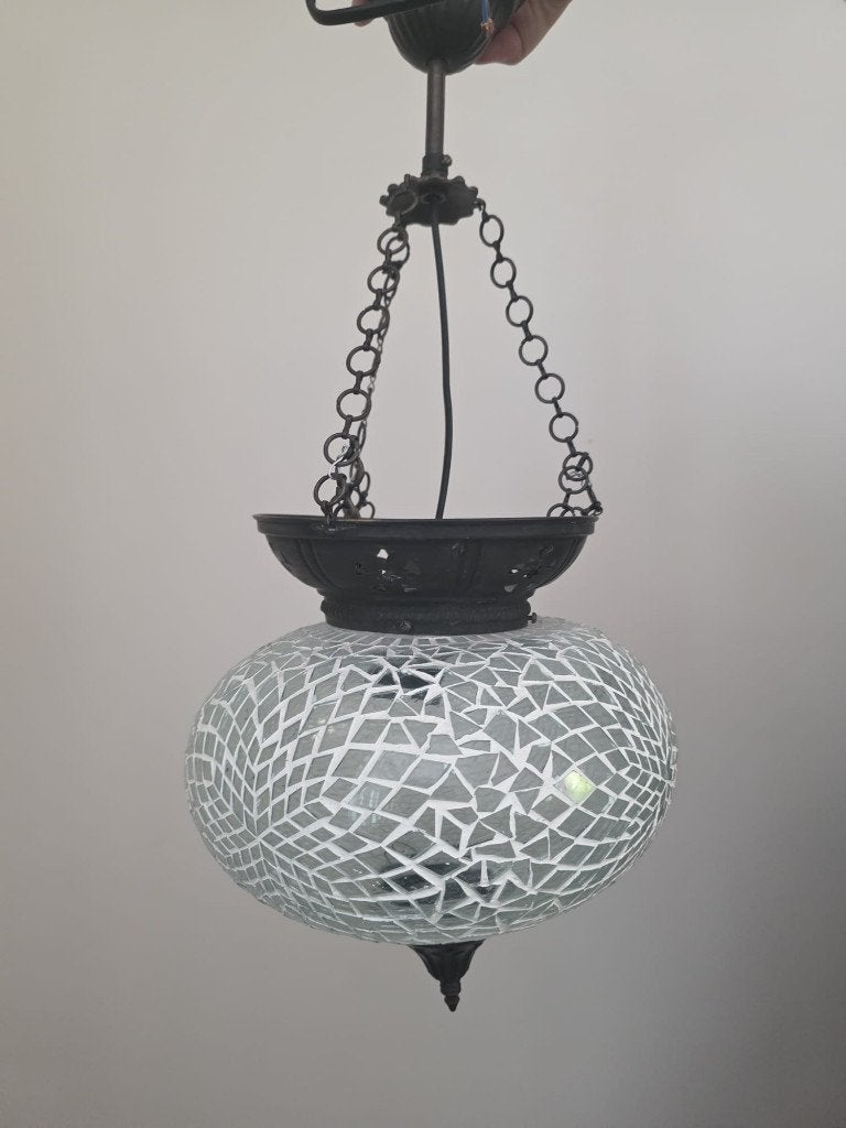 Marokkaanse mozaïek hanglamp, Huis en Inrichting, Lampen | Hanglampen, Ophalen, Zo goed als nieuw, Glas, Minder dan 50 cm