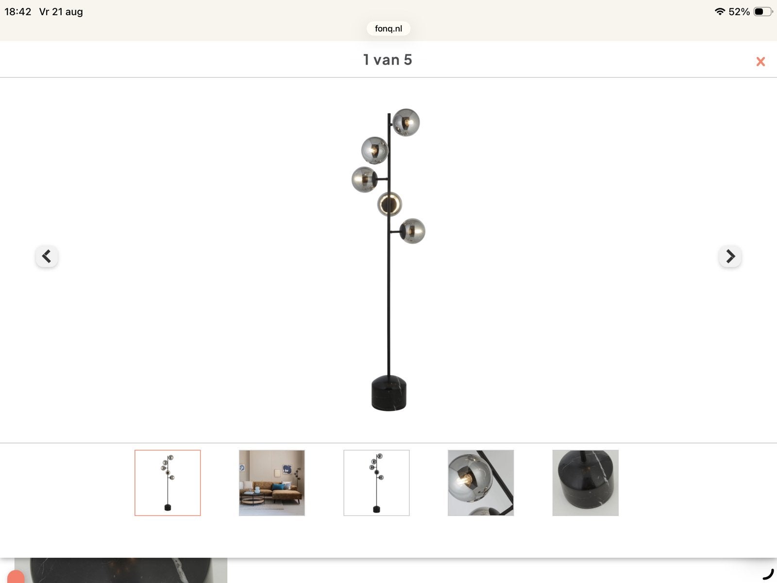 Nieuwe vloerlamp met vijf glazen, en ingebouwde dimmer., Nieuw, Glas, 150 tot 200 cm, E27 (groot)