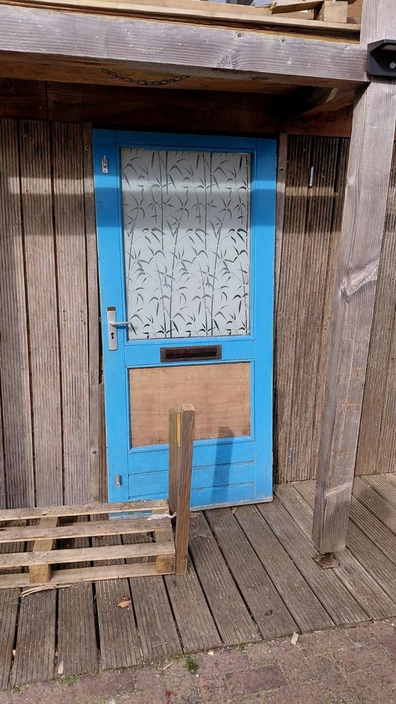 Gratis buitendeur, hardhout met boven glas, Tuin en Terras, Ophalen, Minder dan 250 cm