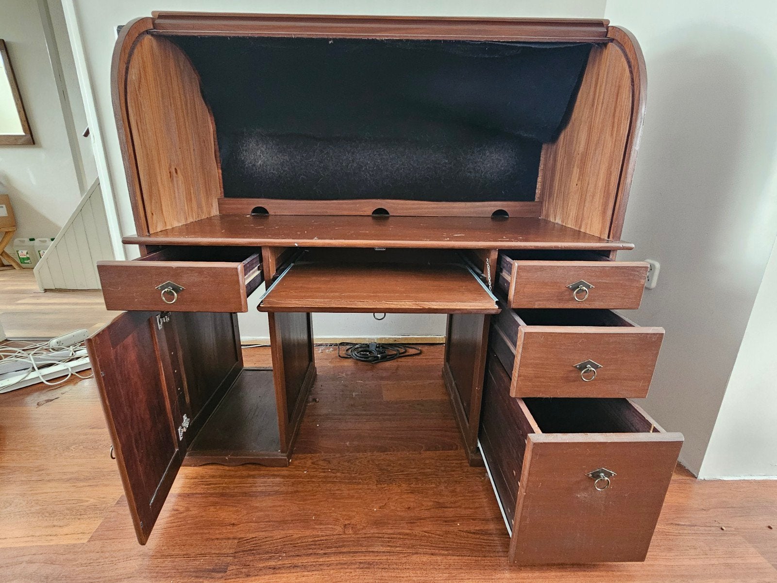 Vintage Secretaire met rolluik - opknapper, Huis en Inrichting, Bureaus, Ophalen, Gebruikt