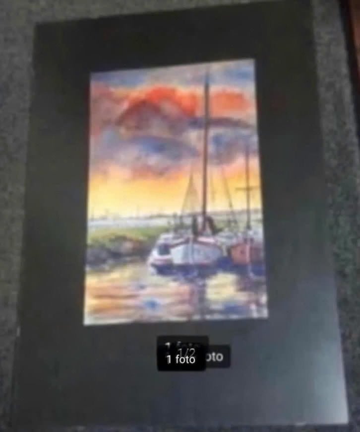 Aquarel achter glas van Cees Boersen, Antiek en Kunst, Maritiem / water, Ophalen of Verzenden, Gedateerd, Klassiek
