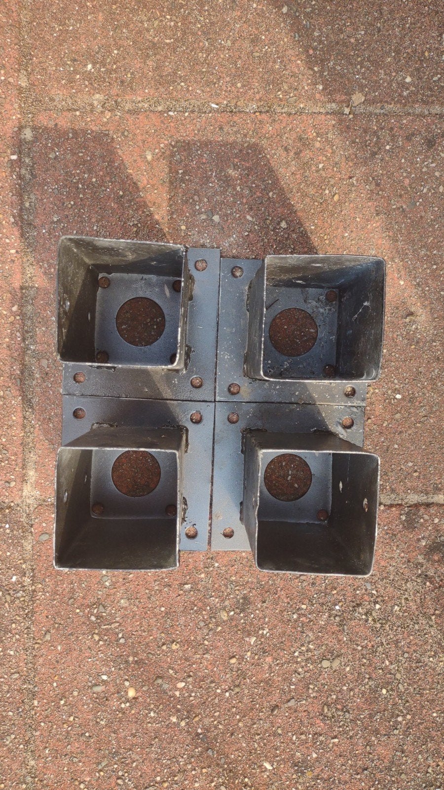Set van 4 paalhouders voor palen van ongeveer 9x9cm, Ophalen of Verzenden, Gebruikt, Minder dan 50 mm, Overige typen