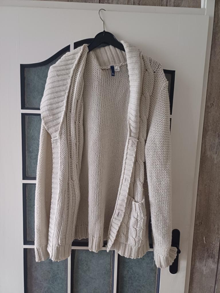 Wit grof gebreid vest, maat XL, Ophalen of Verzenden, Zo goed als nieuw, Maat 46/48 (XL) of groter, Wit