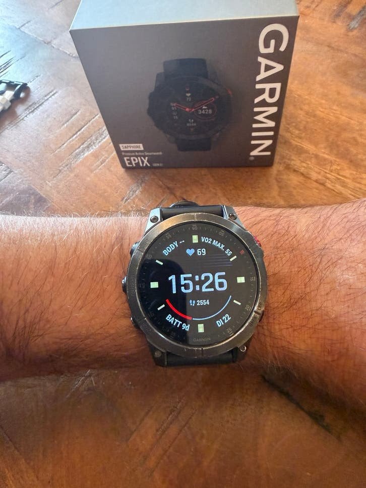 Garmin Epix Gen 2 47 mm Sapphire, Sieraden, Tassen en Uiterlijk, Gebruikt, Zwart, Ophalen of Verzenden, Waterdicht