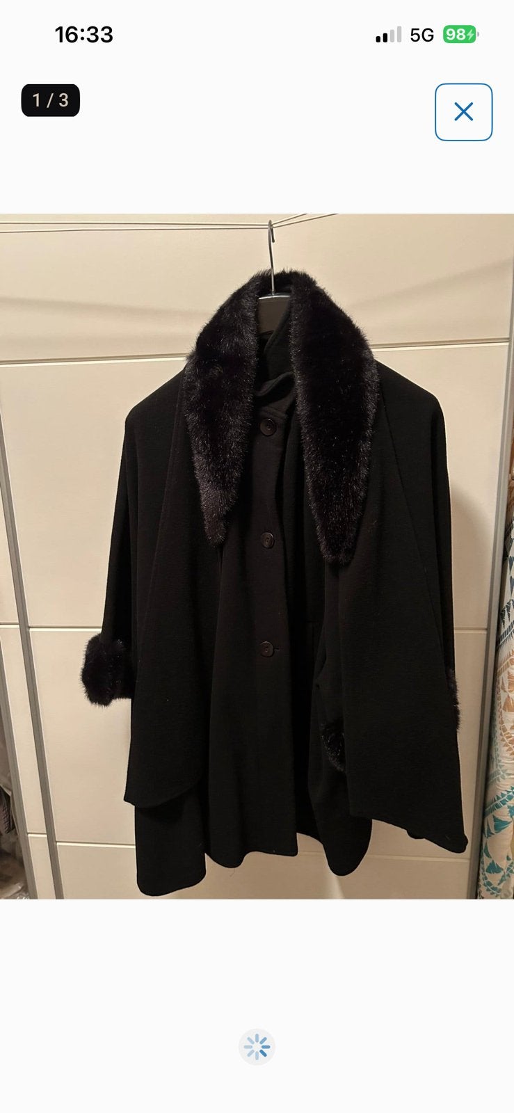Zwarte dames poncho, Ophalen, Zo goed als nieuw, Zwart, Jas of Mantel