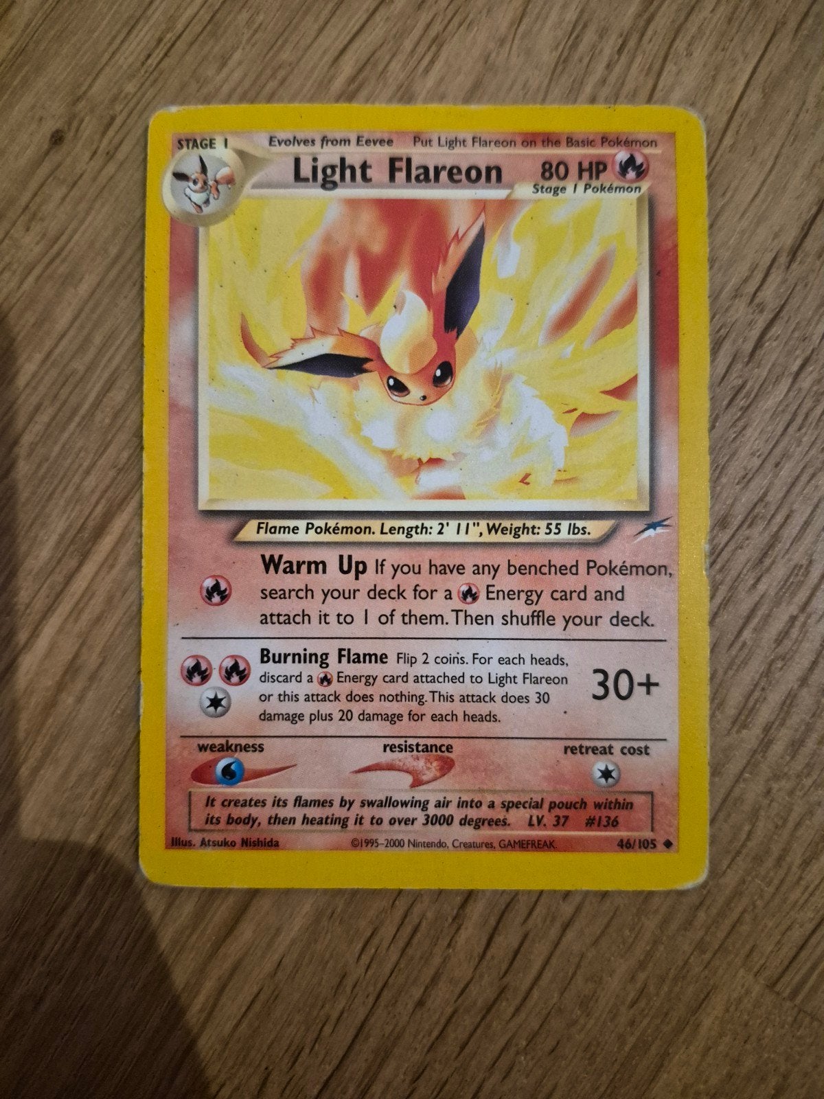 Light Flareon Pokémon kaart #46/105, Ophalen, Gebruikt, Losse kaart