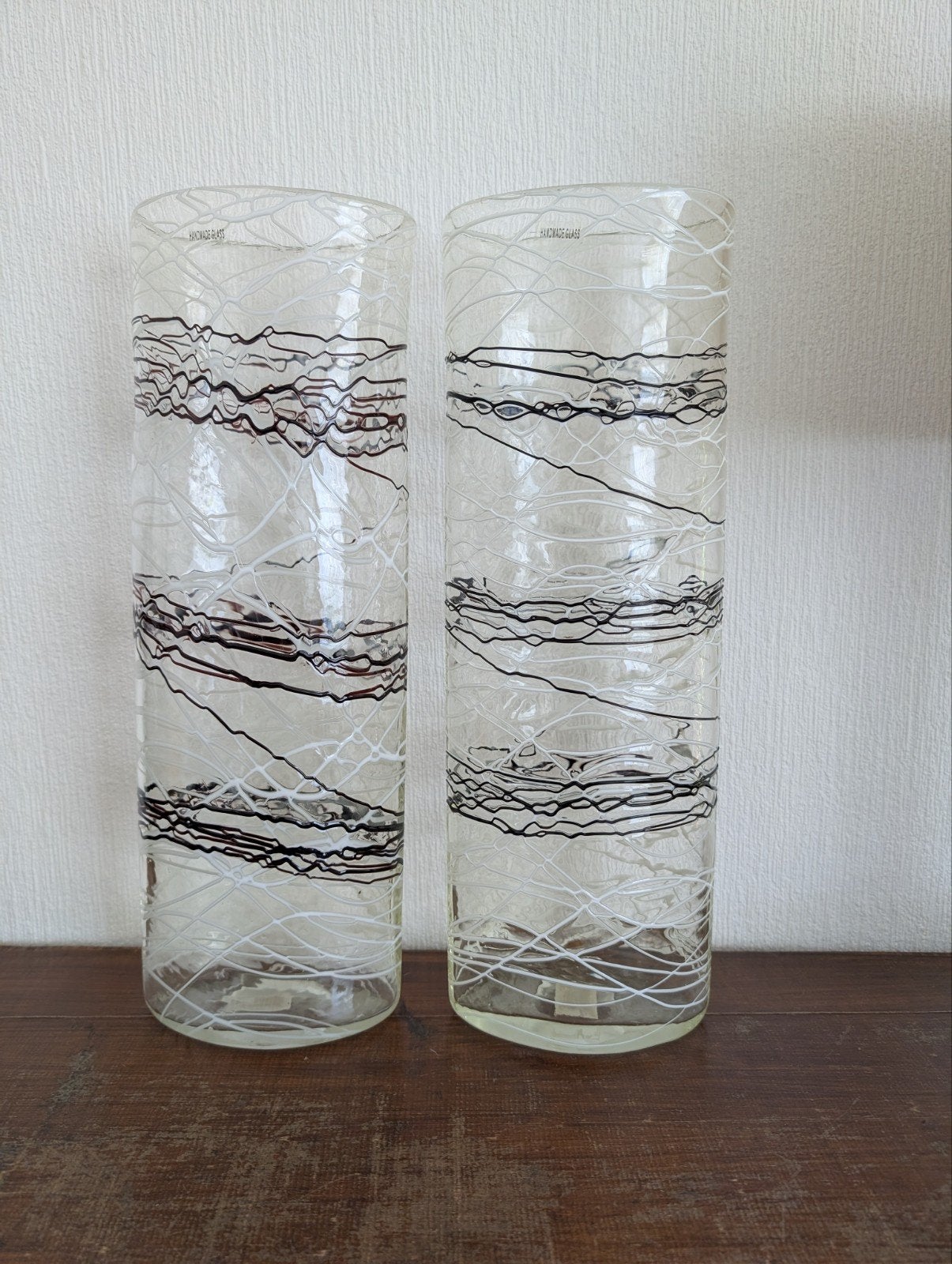 Mooie handgemaakte glazen vazen - 38 cm hoog, Ophalen of Verzenden