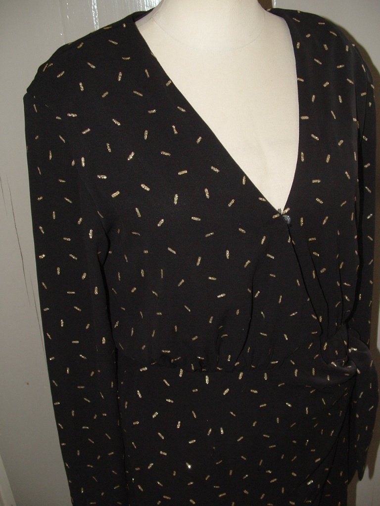 Loavies korte jurk overslagjurk maat M zwart met goudglitter, Maat 38/40 (M), Zwart, Ophalen of Verzenden, Boven de knie