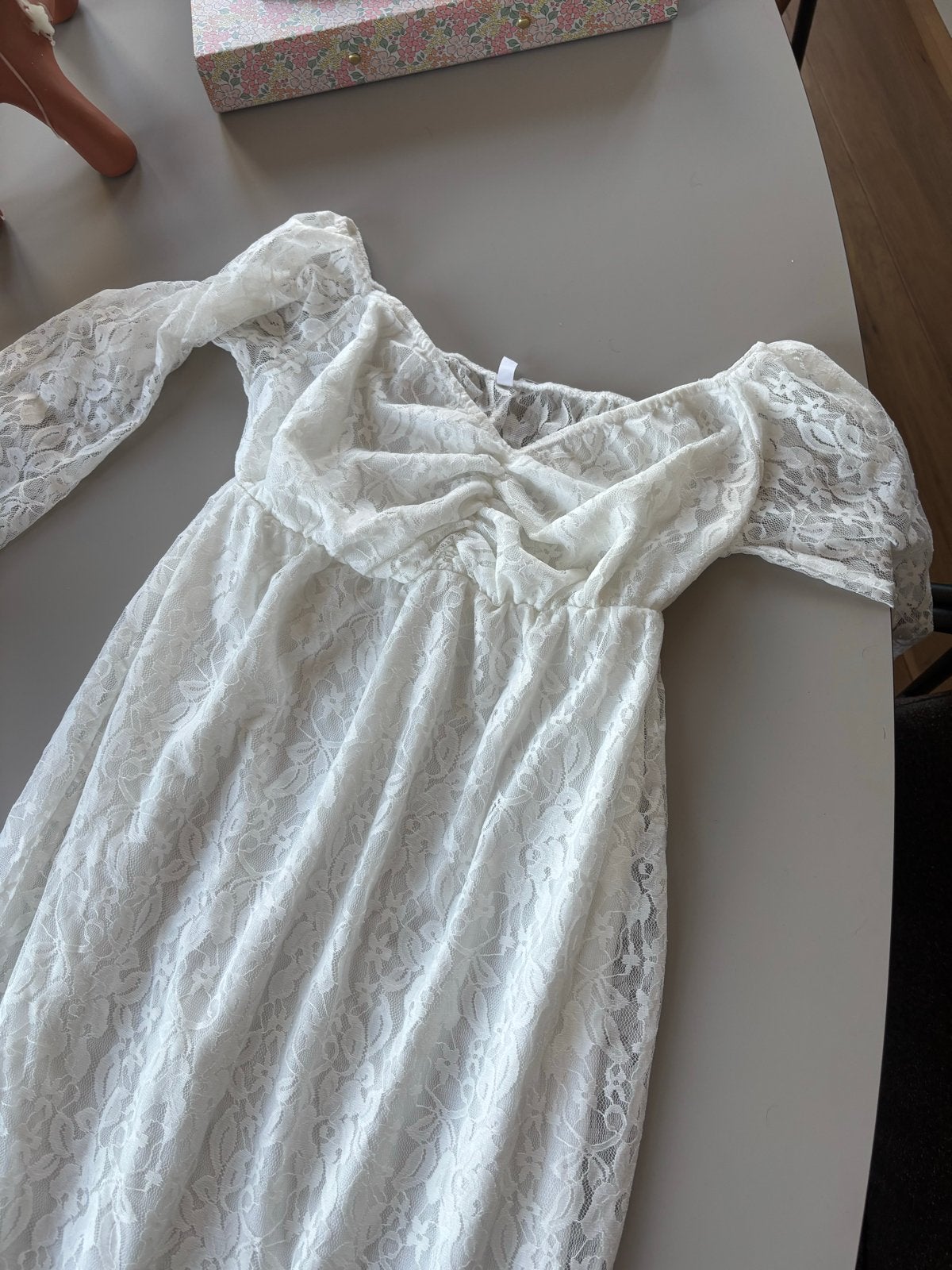 Gratis witte kanten zwangerschapsjurk, Kleding | Dames, Gedragen, Ophalen, Maat 38/40 (M), Wit