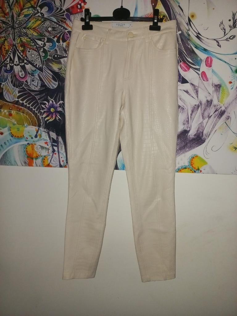 Costes lederlook broek met slangenprint - Maat 38, Maat 38/40 (M), Beige, Ophalen of Verzenden, Zo goed als nieuw