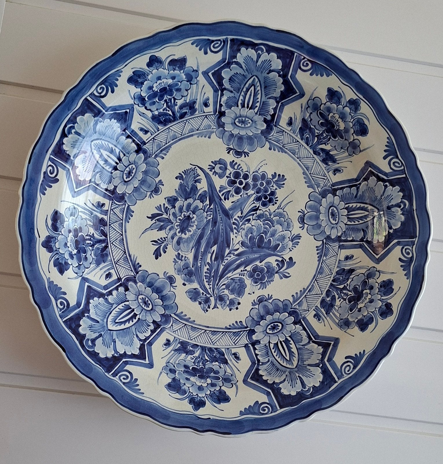 Grote 41.5 cm schotel Delfts blauw porceleyne fles., Ophalen