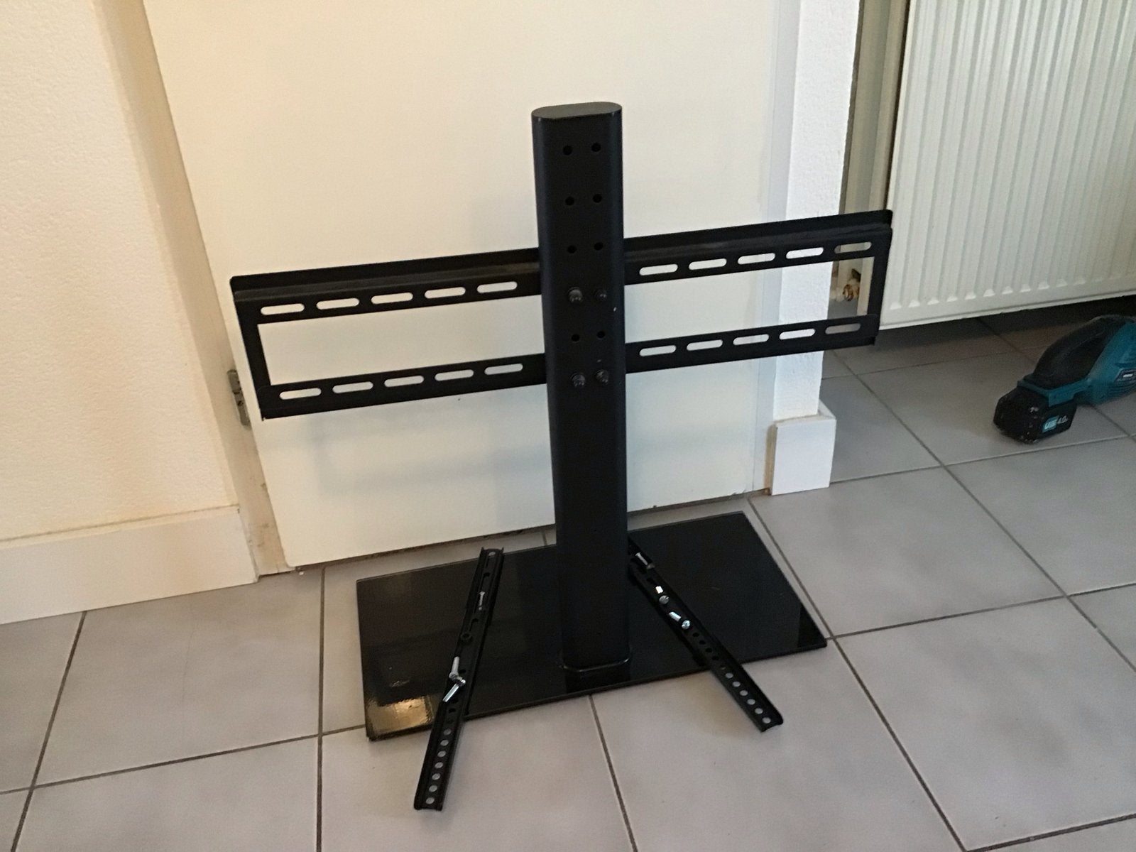 TV Standaard met Glazen voet - Zwart, Audio, Tv en Foto, Televisie-accessoires, Ophalen, Gebruikt