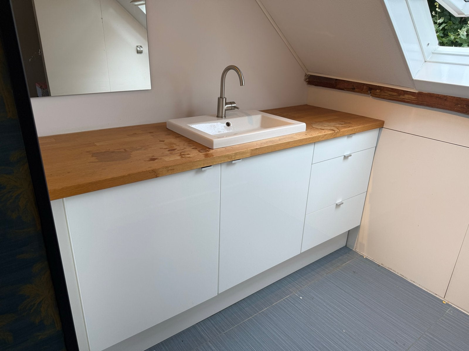 IKEA badkamermeubel 190cm met eiken blad, Ophalen, Gebruikt