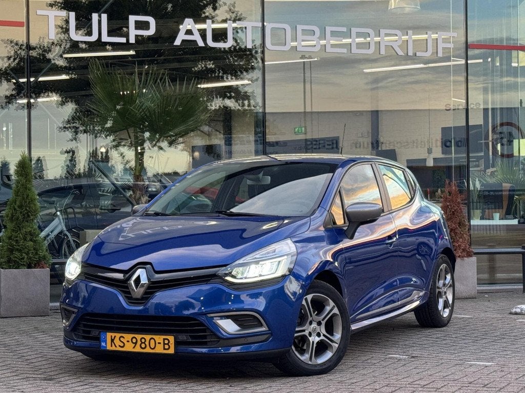 Renault Clio 1.2 TCe GT Line Sport Automaat 2016 Top staat, Stof, Gebruikt, Blauw, 49 €/maand