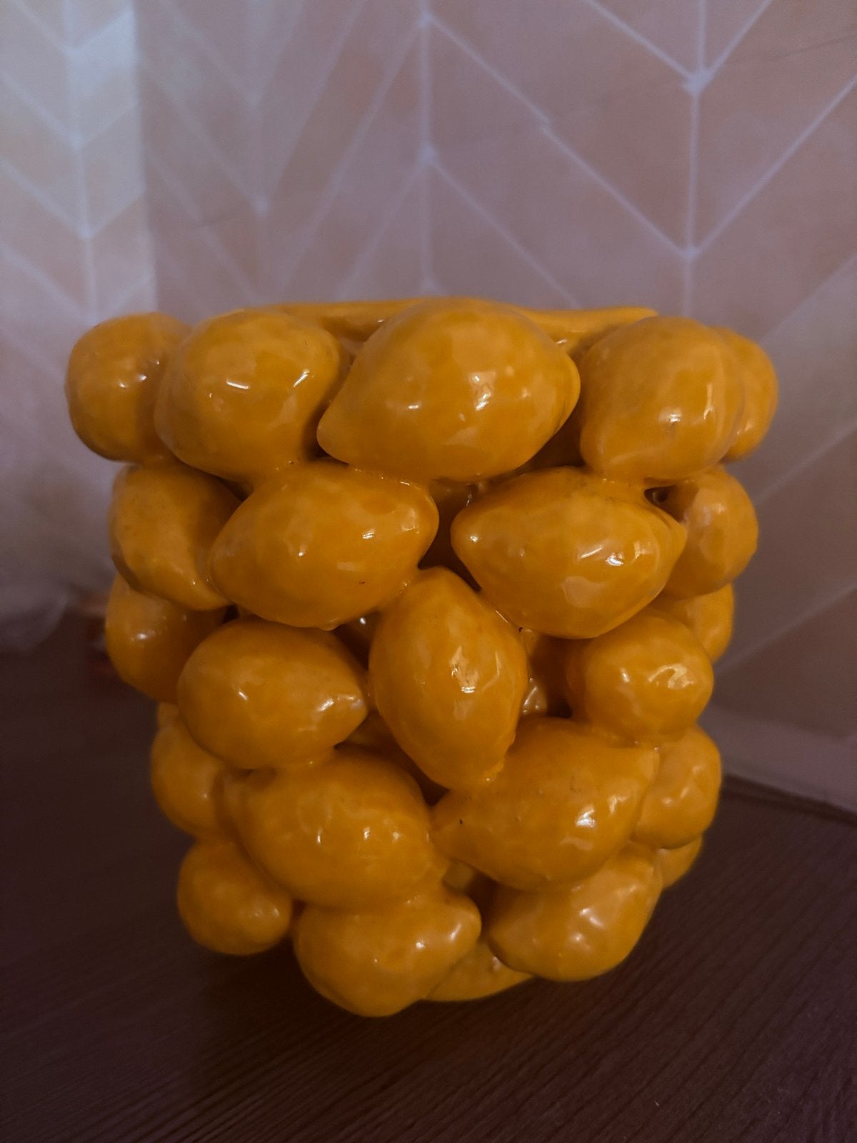 Gele keramische pot met citroenmotief van Des Pots, Huis en Inrichting, Ophalen of Verzenden
