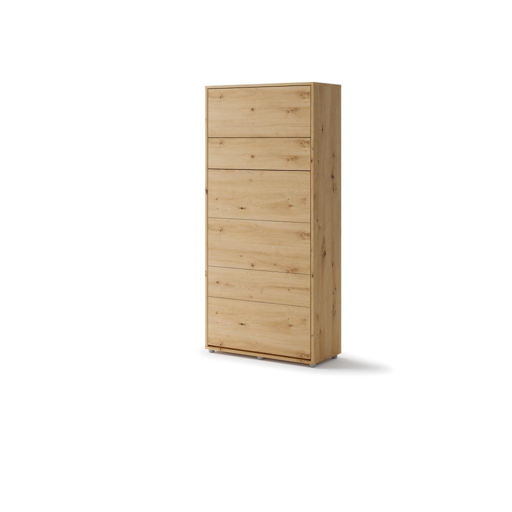 Concept opklapbed verticaal - 90x200 - Eikenkleur, Niet ingevuld, Niet ingevuld, Niet ingevuld