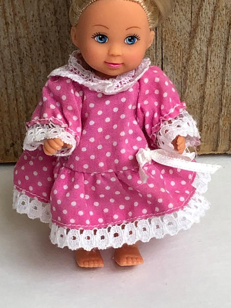 Roze jurk met witte stippen voor Barbie kind, Ophalen of Verzenden, Zo goed als nieuw, Barbie