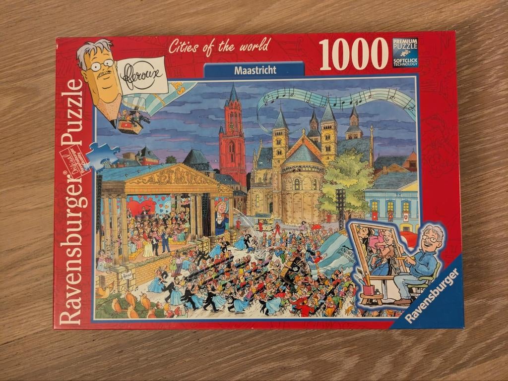 Komische puzzel Maastricht van Fleroux Cities of the World, Ophalen of Verzenden, 500 t/m 1500 stukjes, Zo goed als nieuw