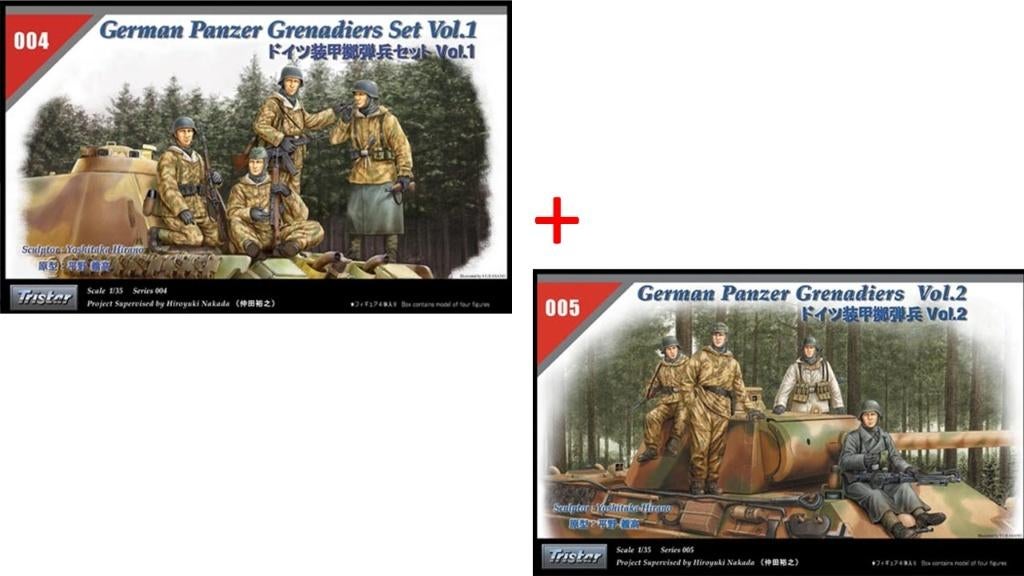 Tristar 1:35 German Panzer Grenadiers set 1 + 2 (8 figuren), Ophalen of Verzenden, Zo goed als nieuw, 1:35 tot 1:50, Figuur of Figuren