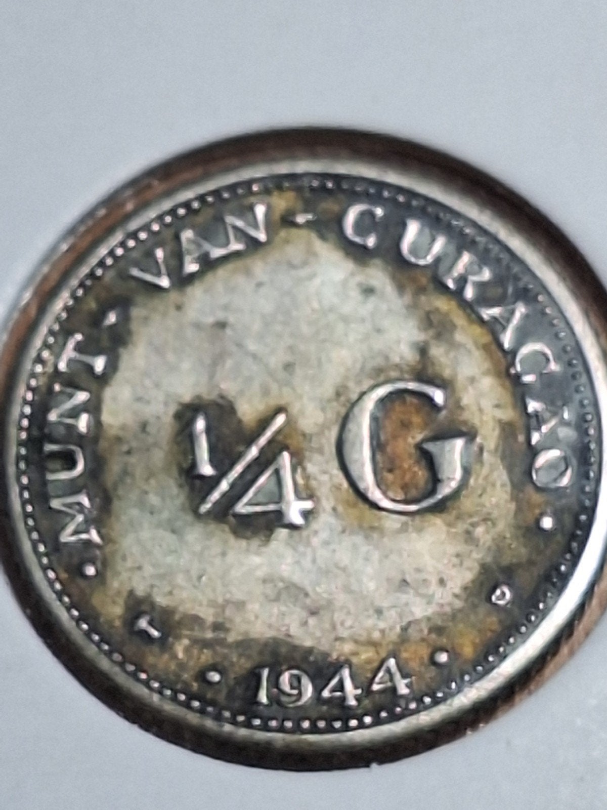 NEDERLANDSE ANTILLEN, CURACAO ¼ gulden 1914 (#53), Postzegels en Munten, Munten | Nederland, Zilver, 25 cent, Ophalen of Verzenden